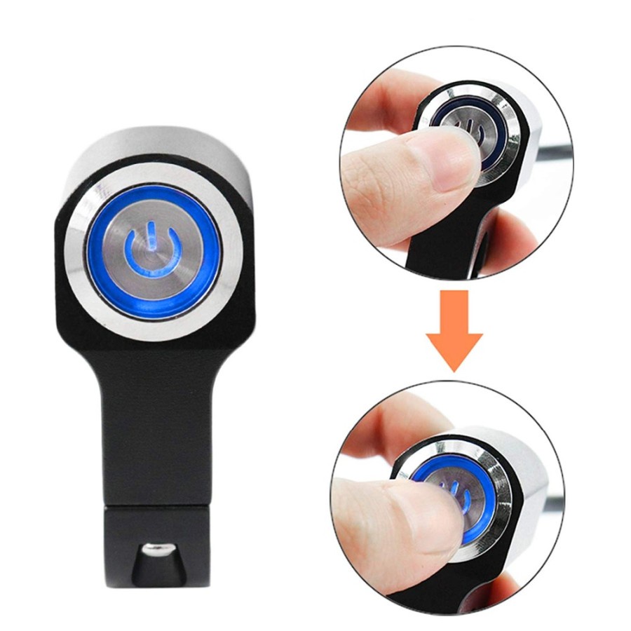 Tombol On Off Saklar LED Stainless Stang Motor Push Button Besi Switch Waterproof