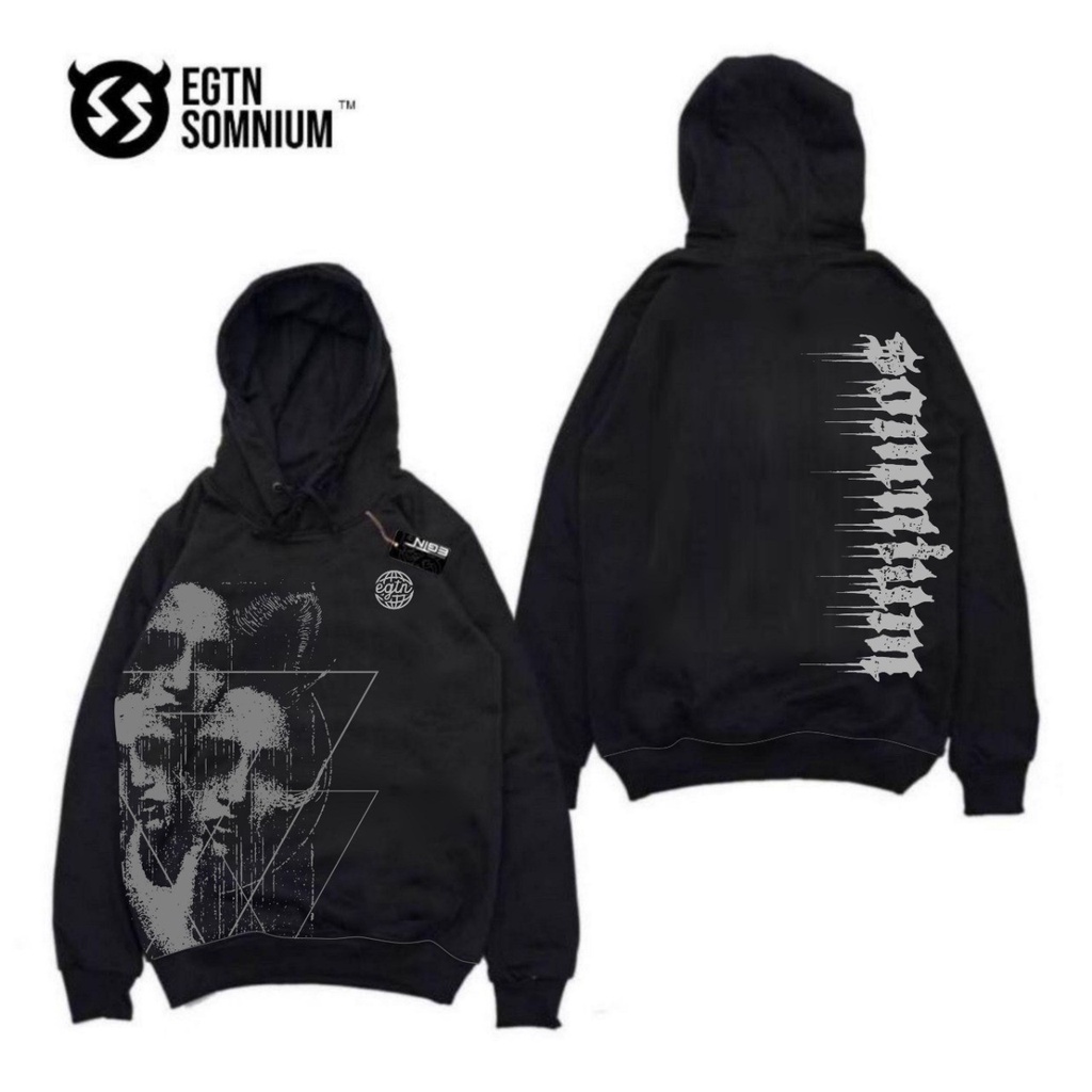 TURUN HARGA ! Eighty Nine Jaket Sweater Hoodie Black Boy Pria Distro Original Aesthetic Hitam Motif Metal Fleece Tebal M-XL Terbaru