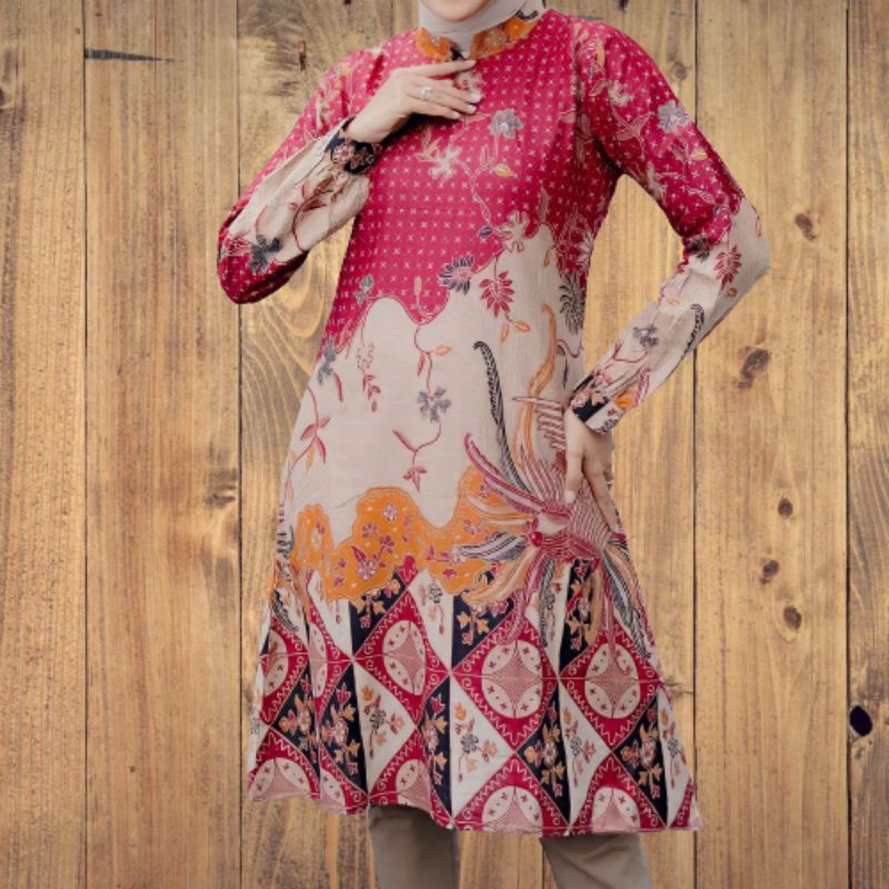 tunik batik red chicken original Arta batik super seragam natal batik perempuan fashion busana musli
