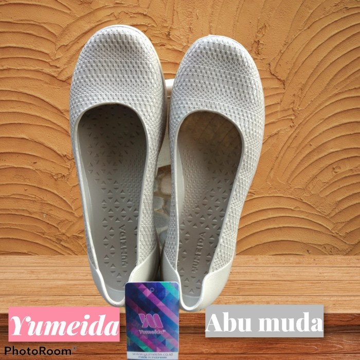 sepatu cewek wanita flat shoes karet jelly yumeida - abu muda, 39
