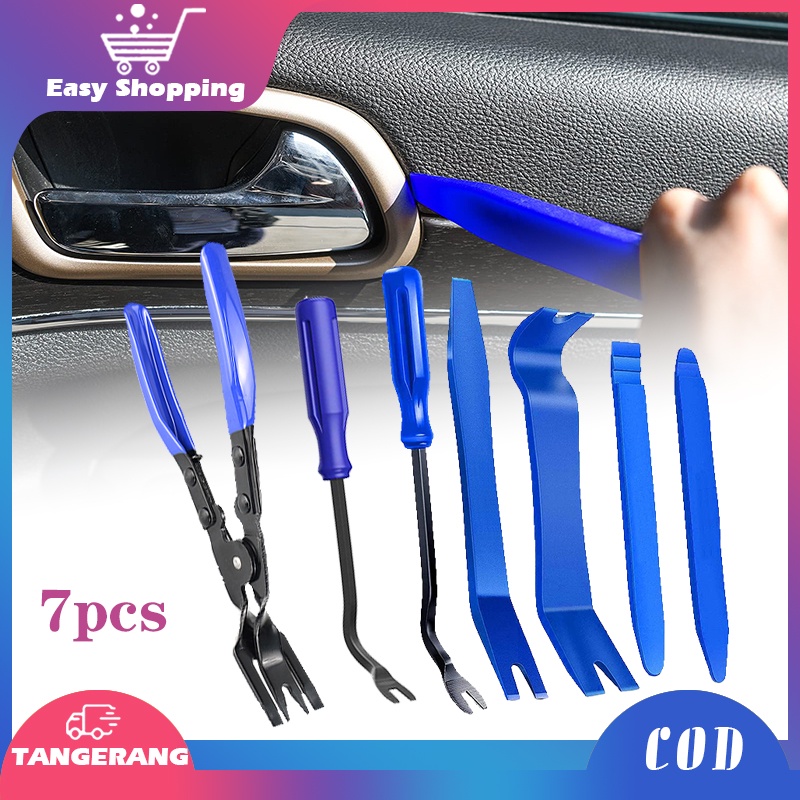 7pcs Alat Congkel Dashboard Car Trim Removal Tool Kit Panel Door Fastener Alat Perbaikan Lampu