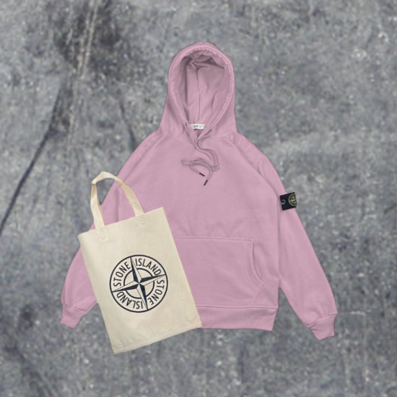 [BISA COD] HOODIE UNISEX STONE ISLAND FULL TAG FREE TOTEBAG