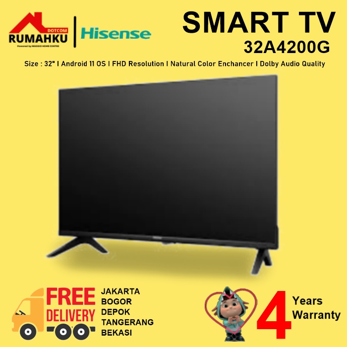 SMART TV 32" - SMART ANDROID TV 32 INCH - LED TV HISENSE 32A4200G