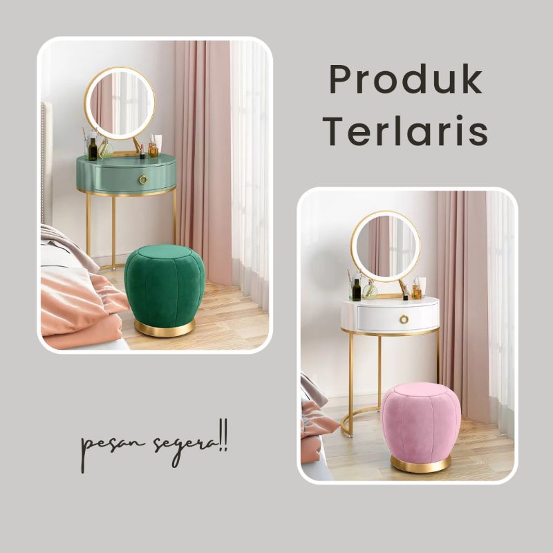 Tolet Meja Rias Make Up Minimalis Aesthetic Modern Kecil Bentuk Bundar