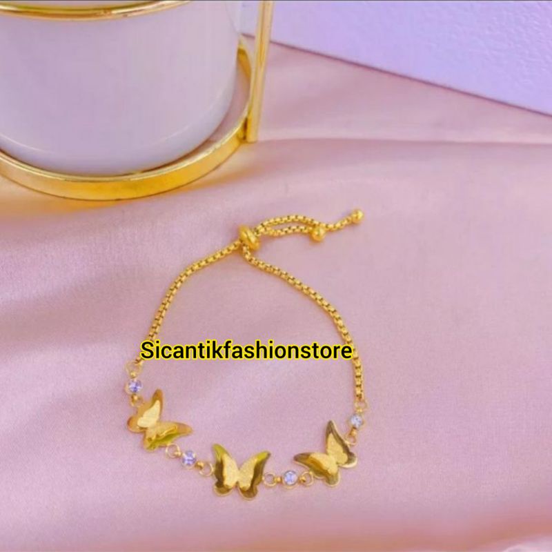 PERHIASAN WANITA GELANG TITANIUM KUPU KUPU SERUT ASLI TITANIUM ANTI KARAT SELAMANYA GELANG SERUT KUPU KUPU TERBARU TERLARIS FASHION STYLE WANITA KOREA