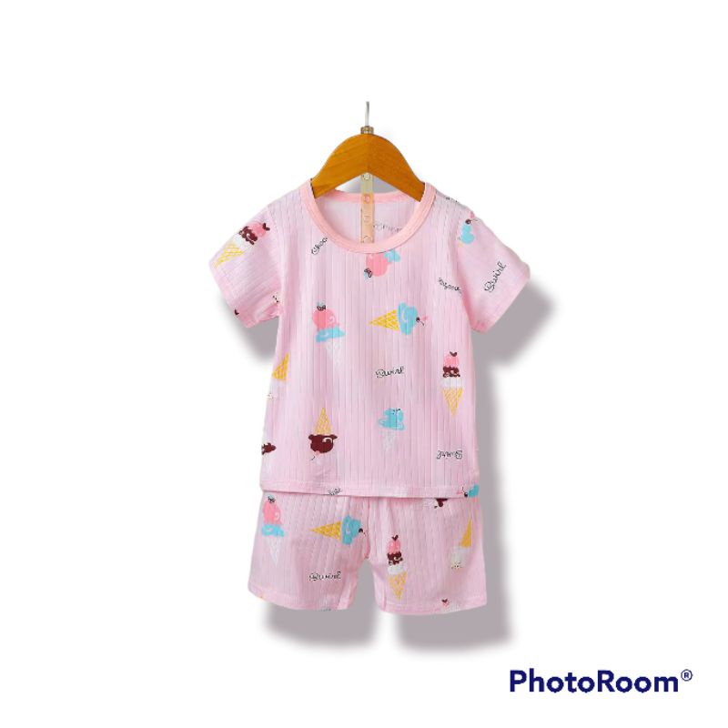 stelan baju tidur perempuan anak 3-6 tahun pink lucu