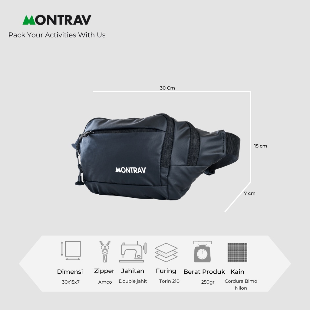 Jual MONTRAV - Waistbag - Tas Pinggang Pria - TOYAMA 3 Liter | Shopee