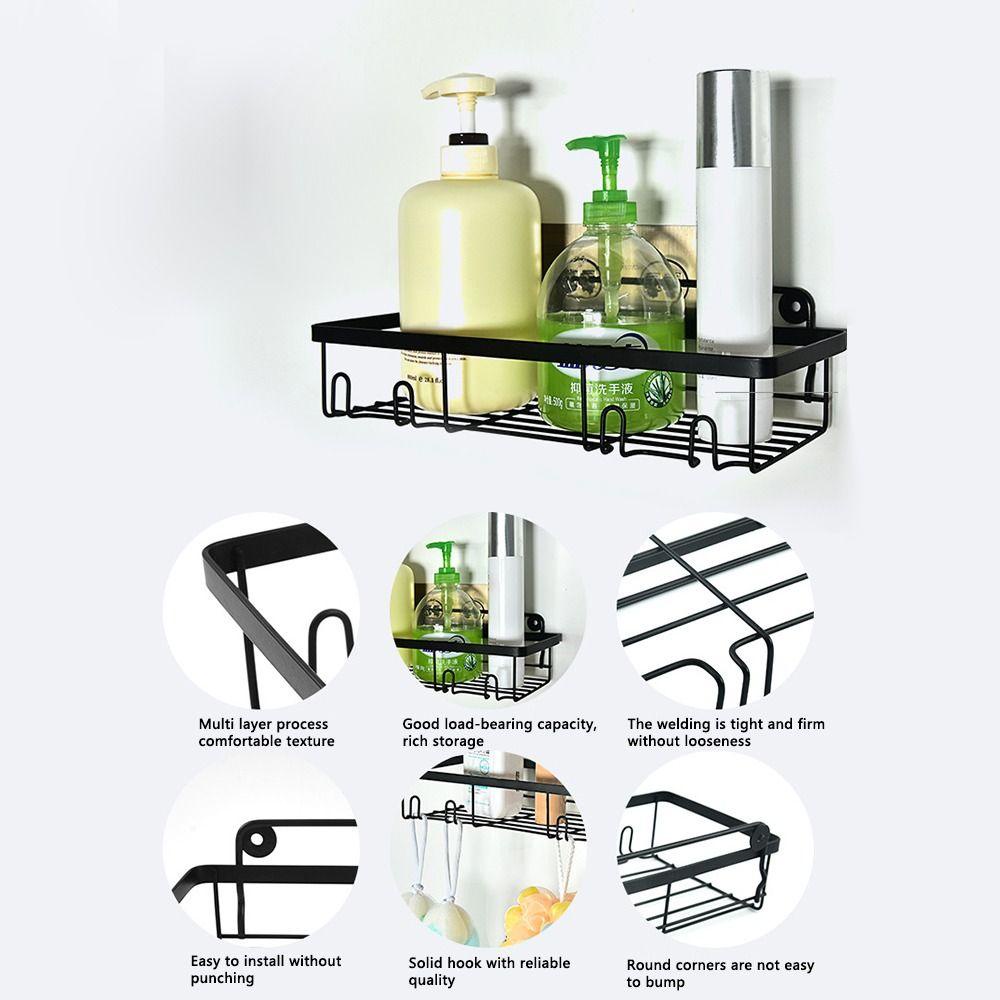 Solighter Bathroom Shower Organizer High Quality Shelf Organizer Rak Shampo Perekat Baja Karbon