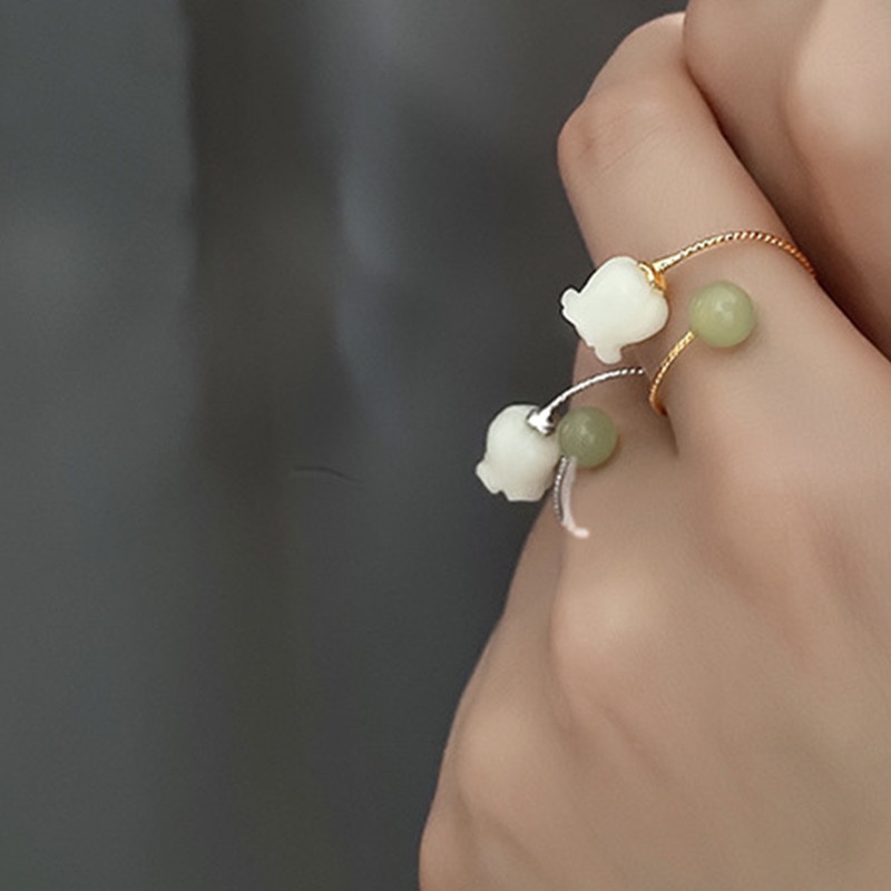 Cincin Jari Telunjuk Batu Giok Hetian Alami Untuk Wanita