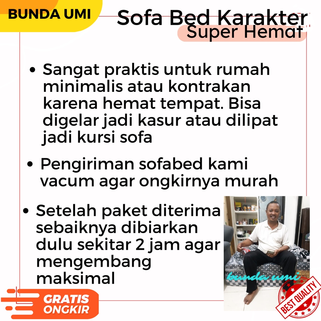 Sofa Bed Bulu Rasfur Kasur Lipat Minimalis Busa Yellow Premium Kursi Tamu Motif Karakter Sofa Bad