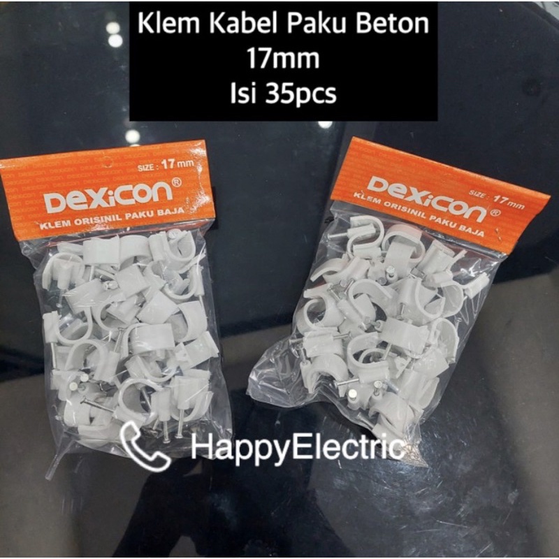 Klem Kabel no 17 mm 20mm 22mm Dexicon Paku Beton Klip Kabel