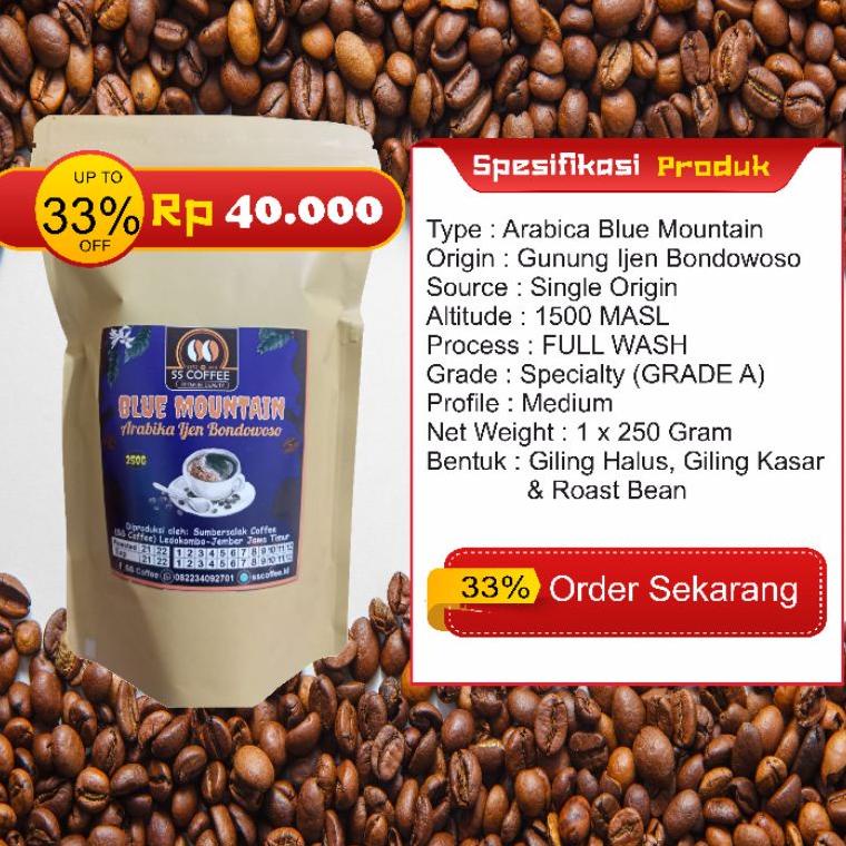 

✔ Kopi Arabika Blue Mountain Ijen Bondowoso Grade A | Ijen 250 Gram | SS COFFEE ௹