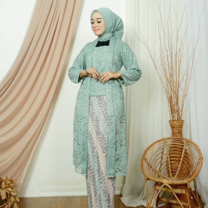 stelan kebaya brokat Kartini, stelan kebaya pesta, stelan kebaya tunik