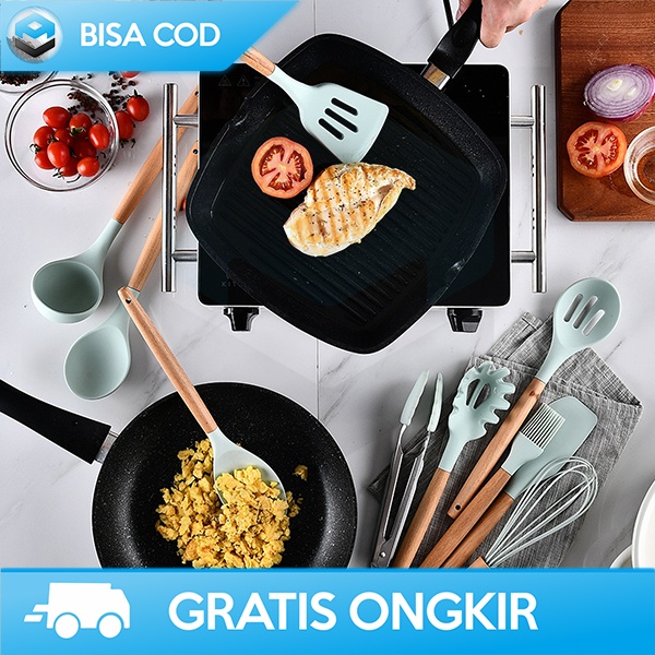 SPATULA 1 SET PERALATAN MASAK LENGKAP GLANYOMI MUDAH DIBERSIHKAN 9PCS