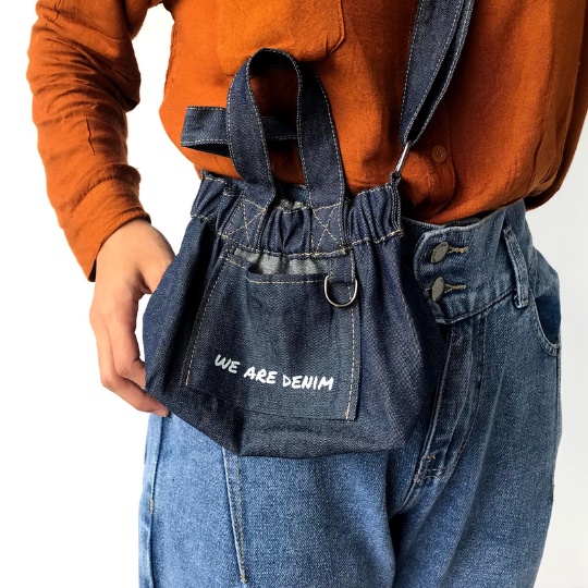 Tas Wanita Micro Dumpling Bag Jeans Hand Bag Selempang Korea Kekinian - Dumpling Bag FTR