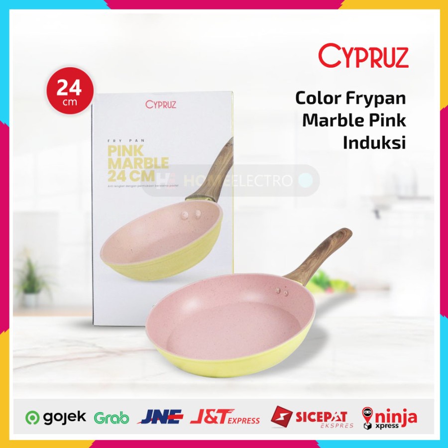 Cypruz FP-0696 Color Marble Pink Fry Pan Induksi Anti Lengket 24cm