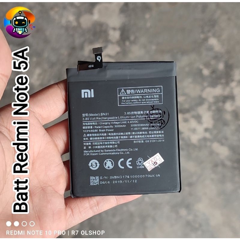 Baterai Xiaomi Redmi Note 5A Mi5x MiA1 S2 BN31 ORI 99