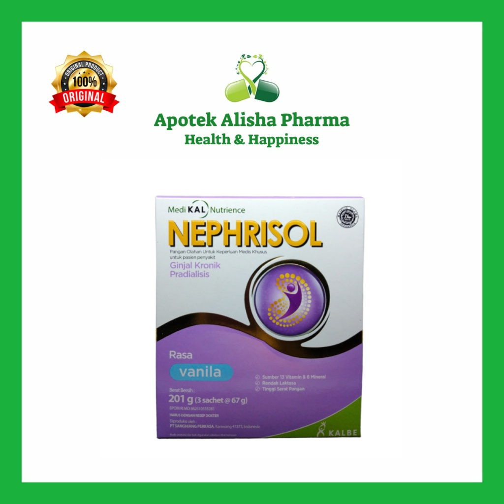 Nephrisol Cappucino / Vanila (Box 201gr) - Neprisol Susu Tinggi Serat Rendah Laktosa Untuk Penderita Gangguan Ginjal / Nefrisol