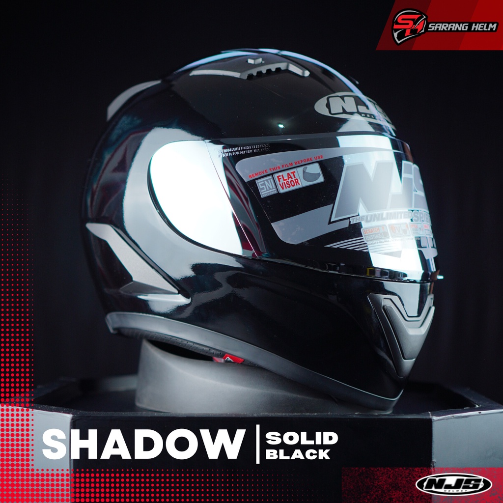 NJS Shadow Solid (FREE Iridium visor, Tear Off Post &amp; Antifog Pins)