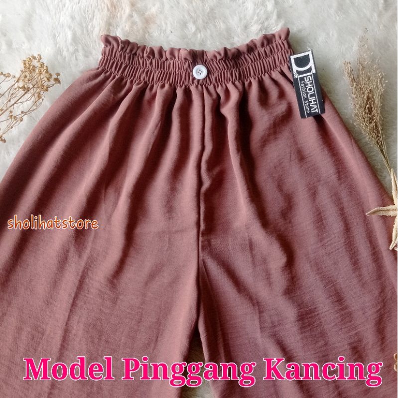 KULOT CRINKLE AIRFLOW PREMIUM MODEL KANCING ALL SIZE MAKSIMAL BB 80KG / CELANA PANJANG POLOS WANITA PINGGANG KARET BAHAN KRINGKEL SIZE XXL / KULOT CRINKLE HIGH WAIST HW KANCING PANJANG CELANA 95CM 100CM / DAILY CULLOTE CRINCLE AIR FLOW / SHOLIHATSTORE