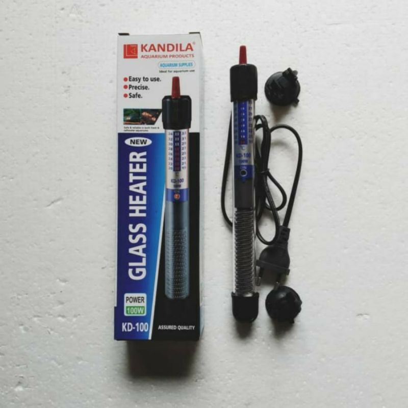 ALAT PEMANAS AQUARIUM IKAN HIAS KANDILA KD-100W HEATER KACA 100 WATT