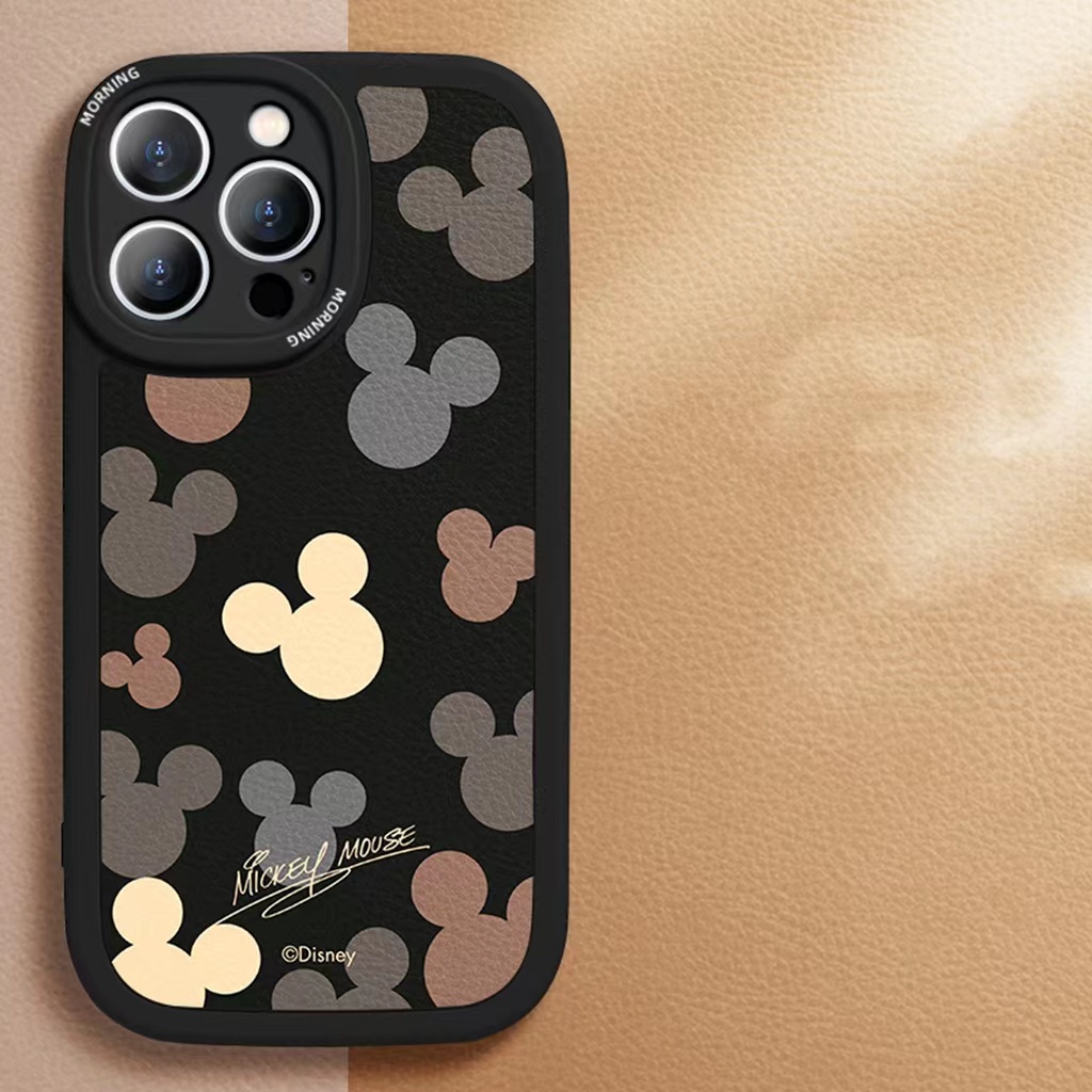 Case Bahan Kulit TPU Motif Mickey Untuk iPhone 14 14pro 14Plus 14prm 13 13pro 13pro 13prm 11 7Plus 8Plus Xr XS 12pro Max