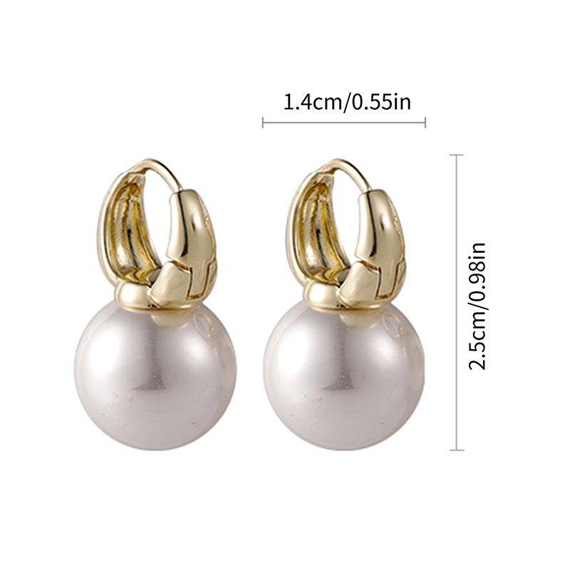 Fancyqube Anting Stud Mutiara Warna Emas Untuk Wanita Hoops