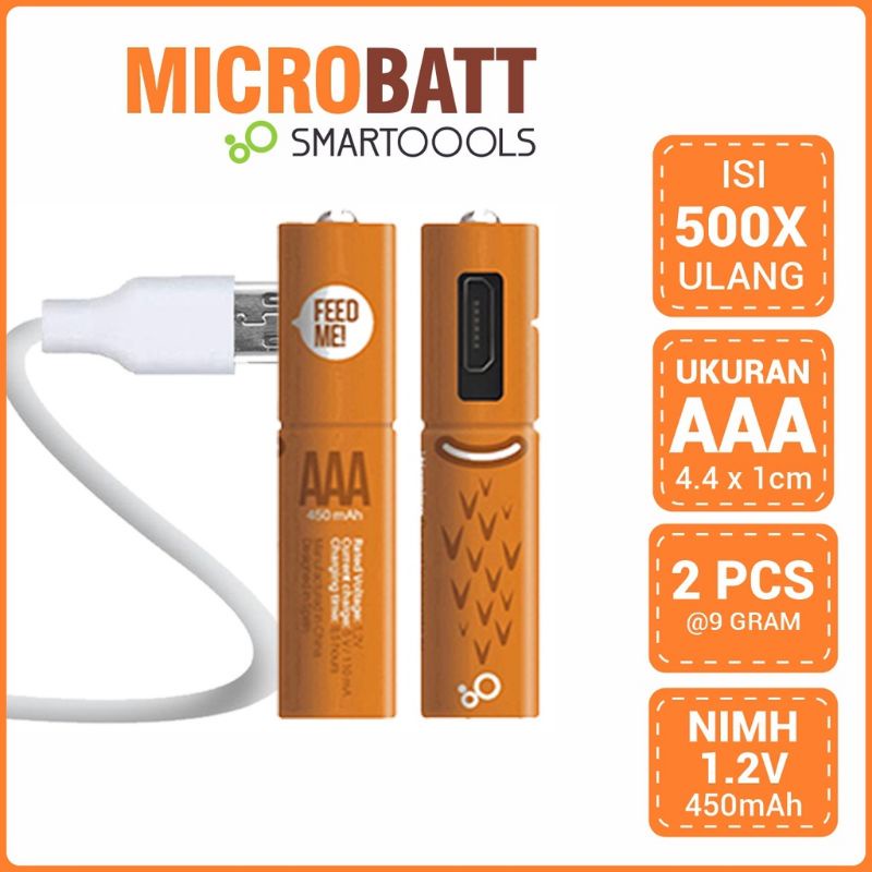 Isi 2buah. Smartoools Baterry AA, AAA USB rechargeable. Baterai isi ulang smartools