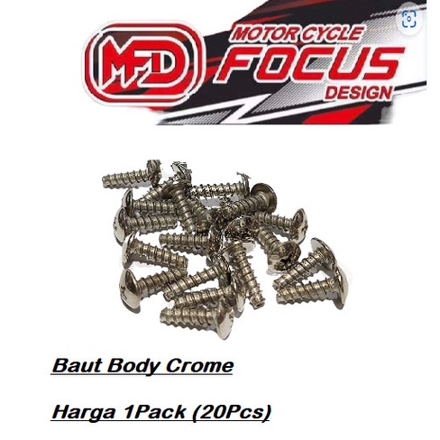 BAUT BODY PROBOLT CROME FOCUS SEGALA JENIS MOTOR HARGA 1 PAK ISI 20