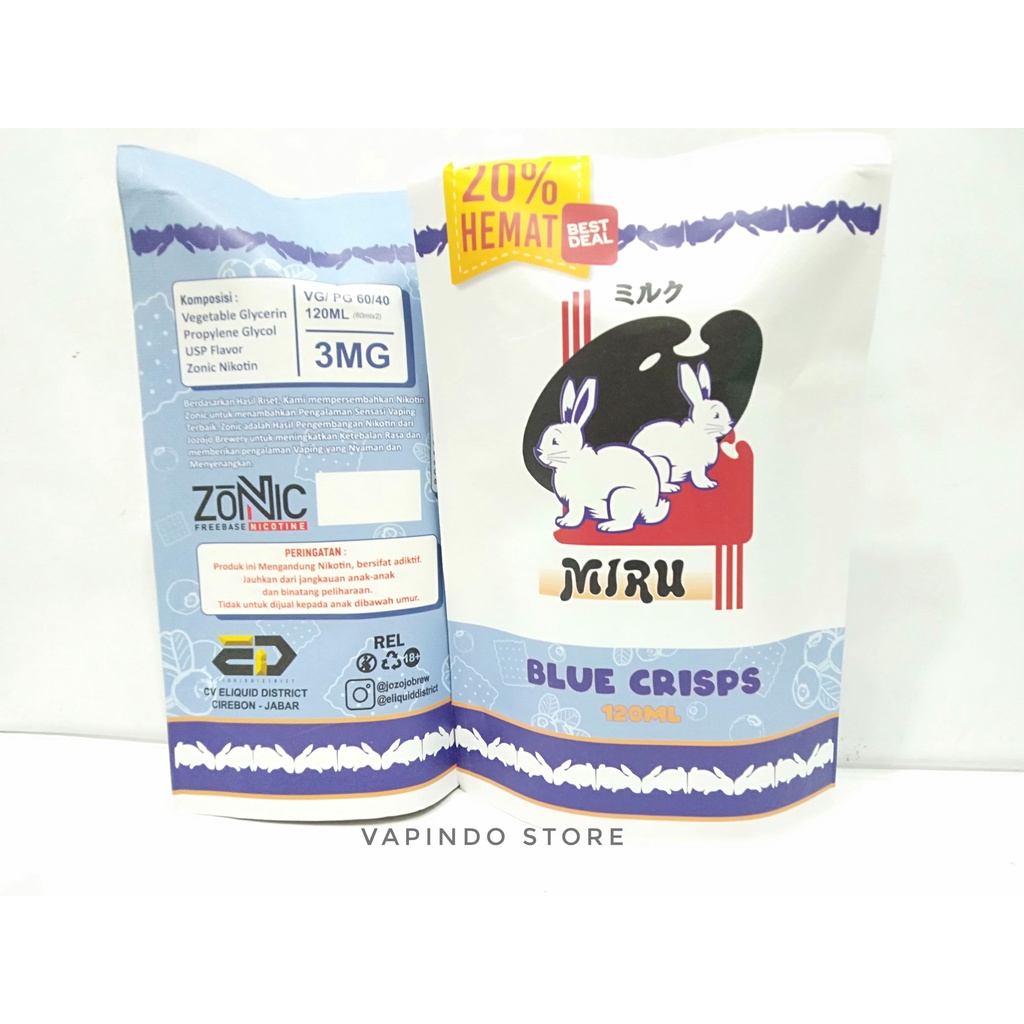 MIRU BLUE CRISPS BLUEBERRY CRACKERS 60ML 3MG BY JOZOJO