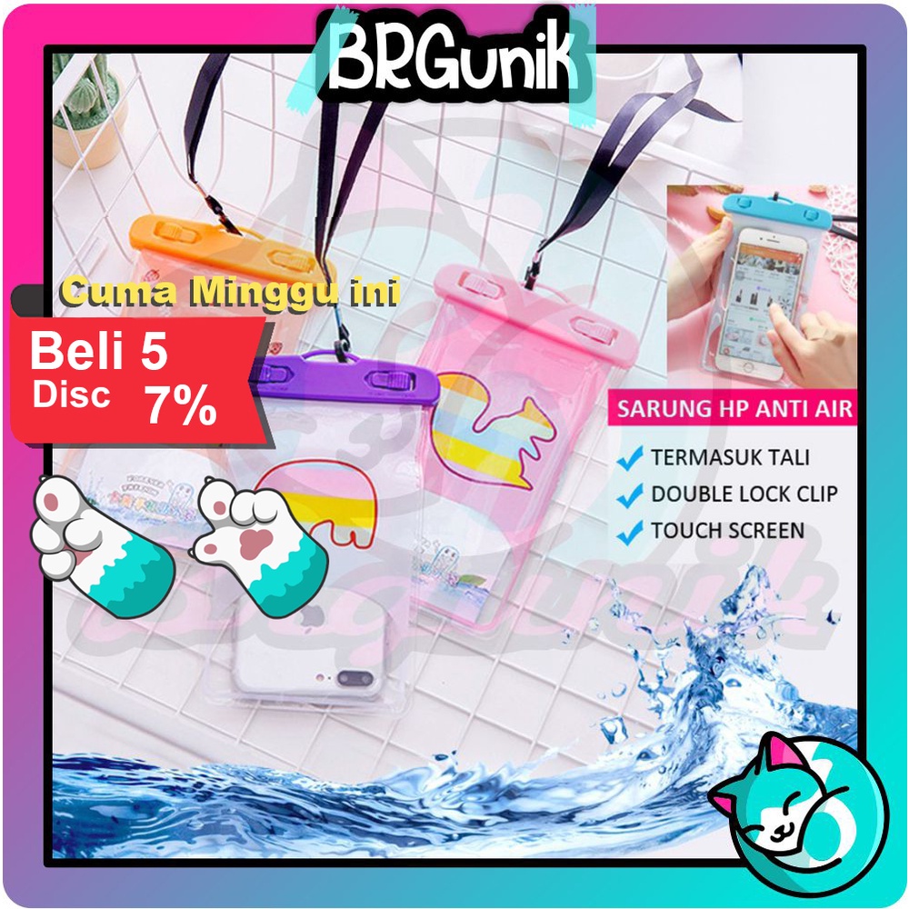 BRGUNIK Sarung Waterproof Handphone Sarung HP Anti Air Motif Lucu R647