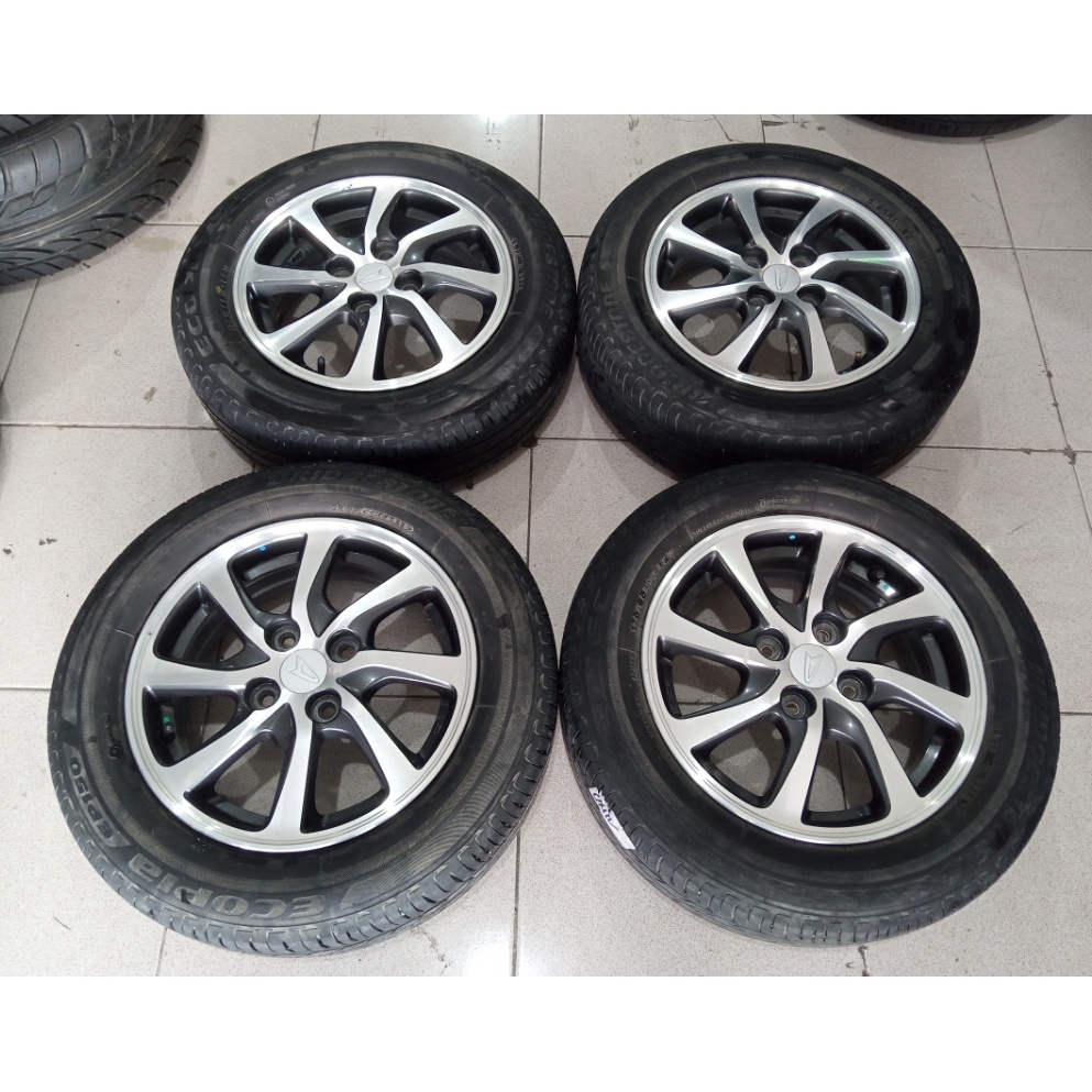 Velg Ori Copotan Oem Mobil SIGRA Ring 14 Hole 4X100 ET45 BP + Ban Bridgestone 1765 65 R14 Mobil Caly