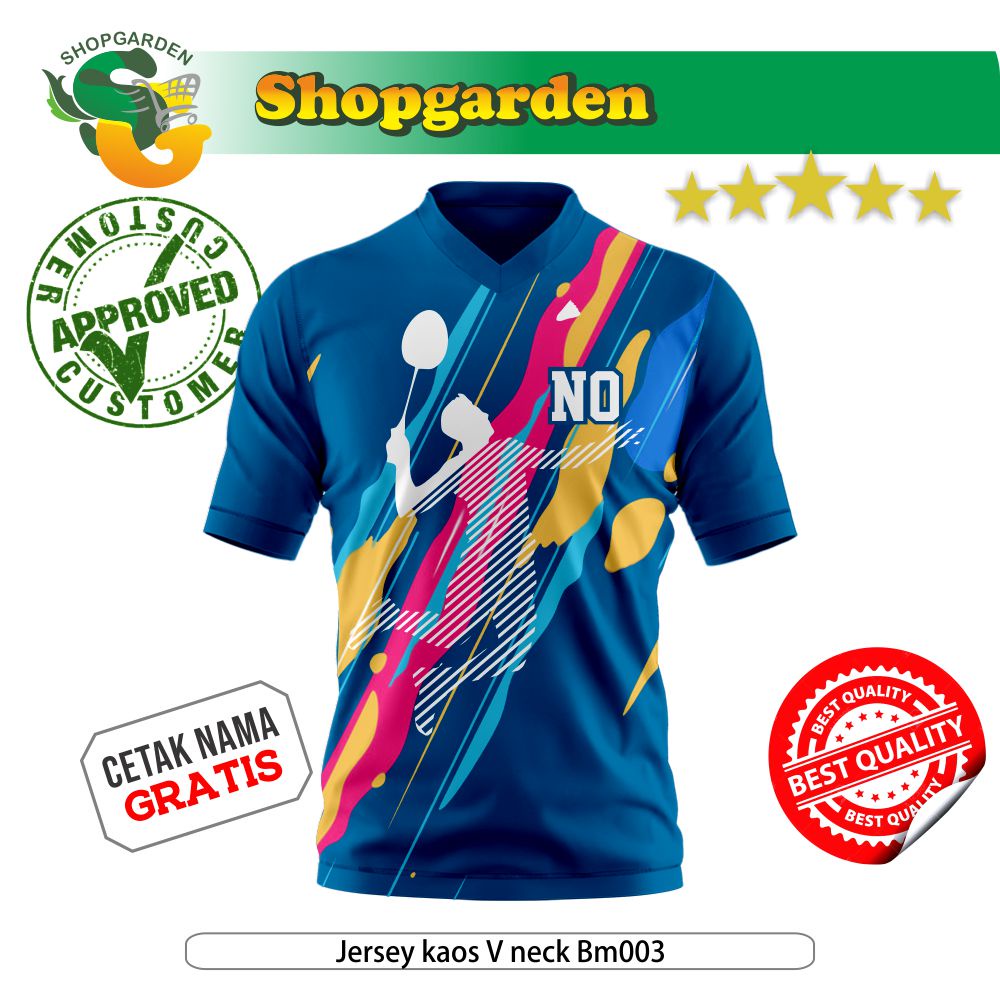 Baju Jersey Kaos Badminton V nek BM003 Kaos Jersey Dewasa Premium Size Jumbo | SHOPGARDEN