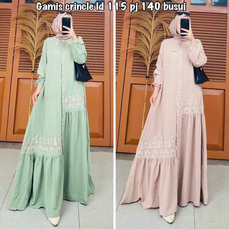 gamis crincle / gamis bordir crincle / gamis crincle bordir