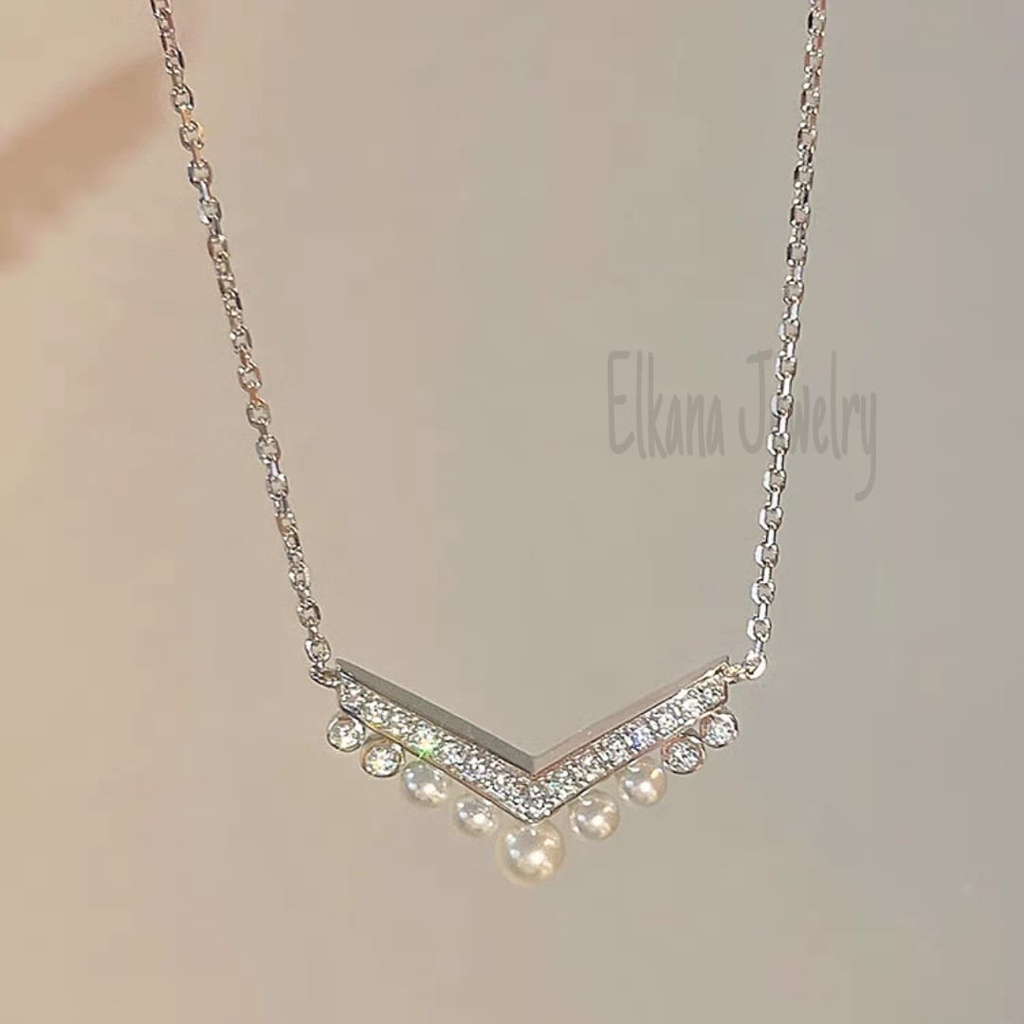 KALUNG TITANIUM AUREL MUTIARA Perhiasan super berkelas korea anti karat dan anti luntur