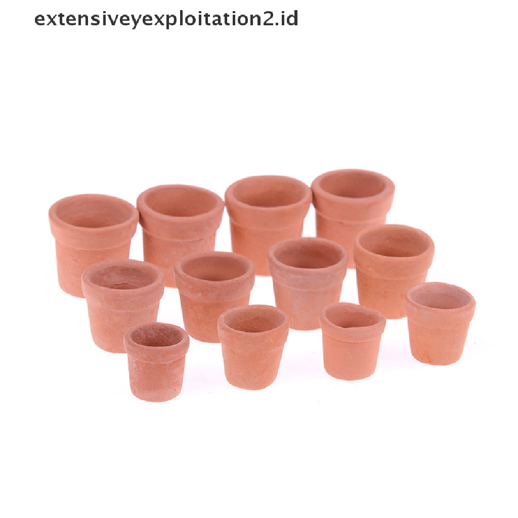 12 Pcs Miniatur pot Bunga Tanah Liat Merah handmade Untuk Rumah Boneka 1: 12