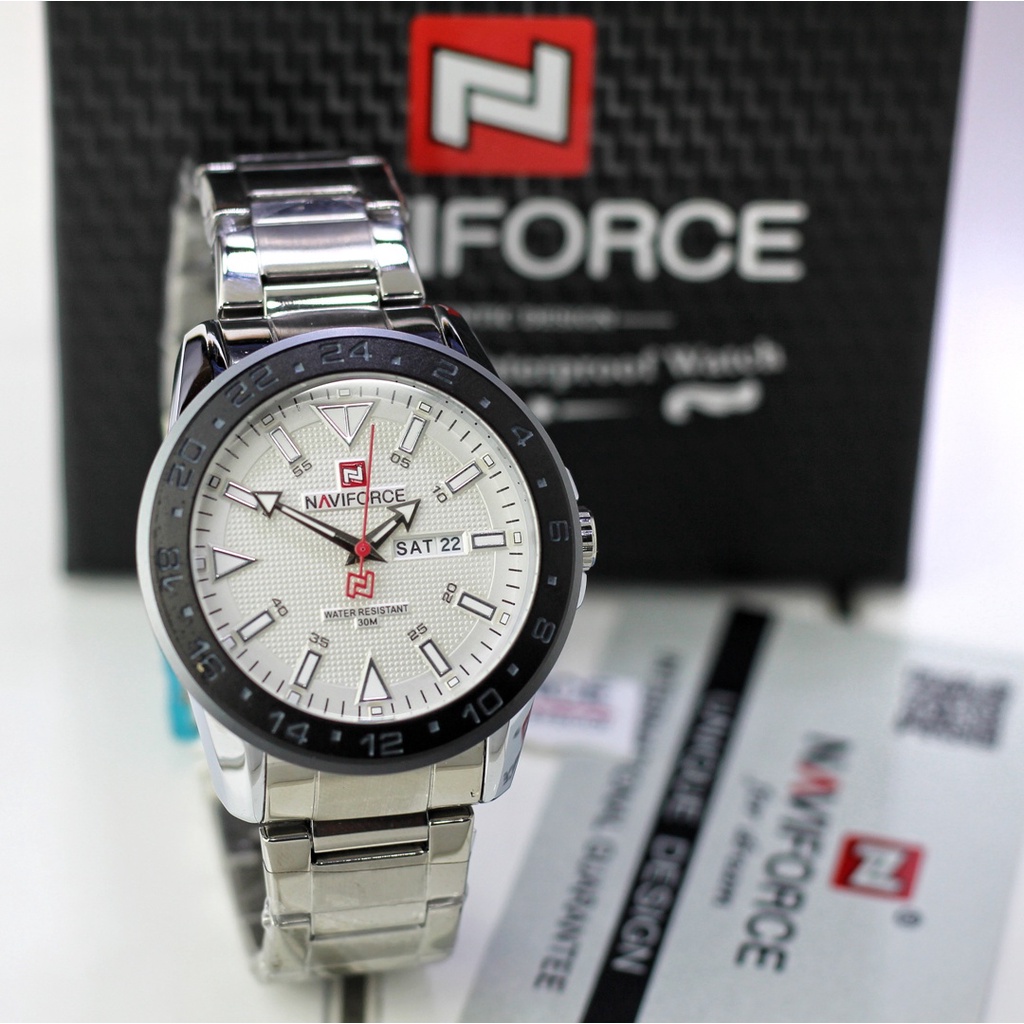 BISA COD! Jam Tangan Cowok Pria NAVIFORCE 9109 Bulat Import Murah Mewah BONUS BATERAI CADANGAN!