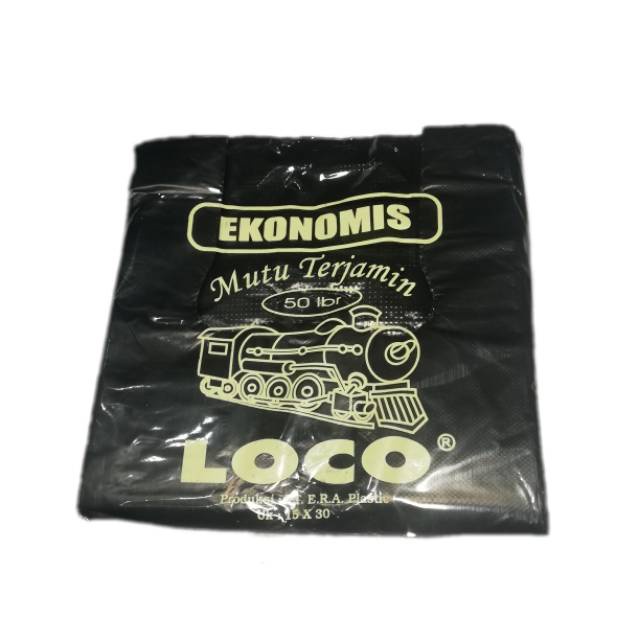 Kantong Plastik HD LOCO Ekonomis Hitam Ukuran 24x 40 cm isi 50 lembar / kresek kantong warna hitam