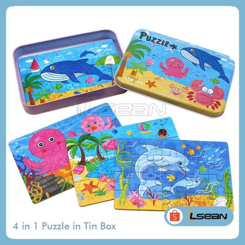 4in1 PUZZLE JIGSAW IN TIN BOX