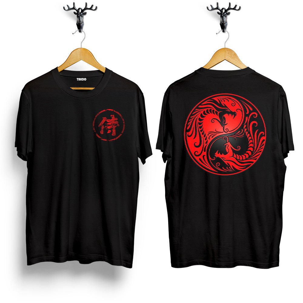 new promo kaos distro / kaos sablon / kaos samurai / kaos naga / kaos yin yang naga merah full katun