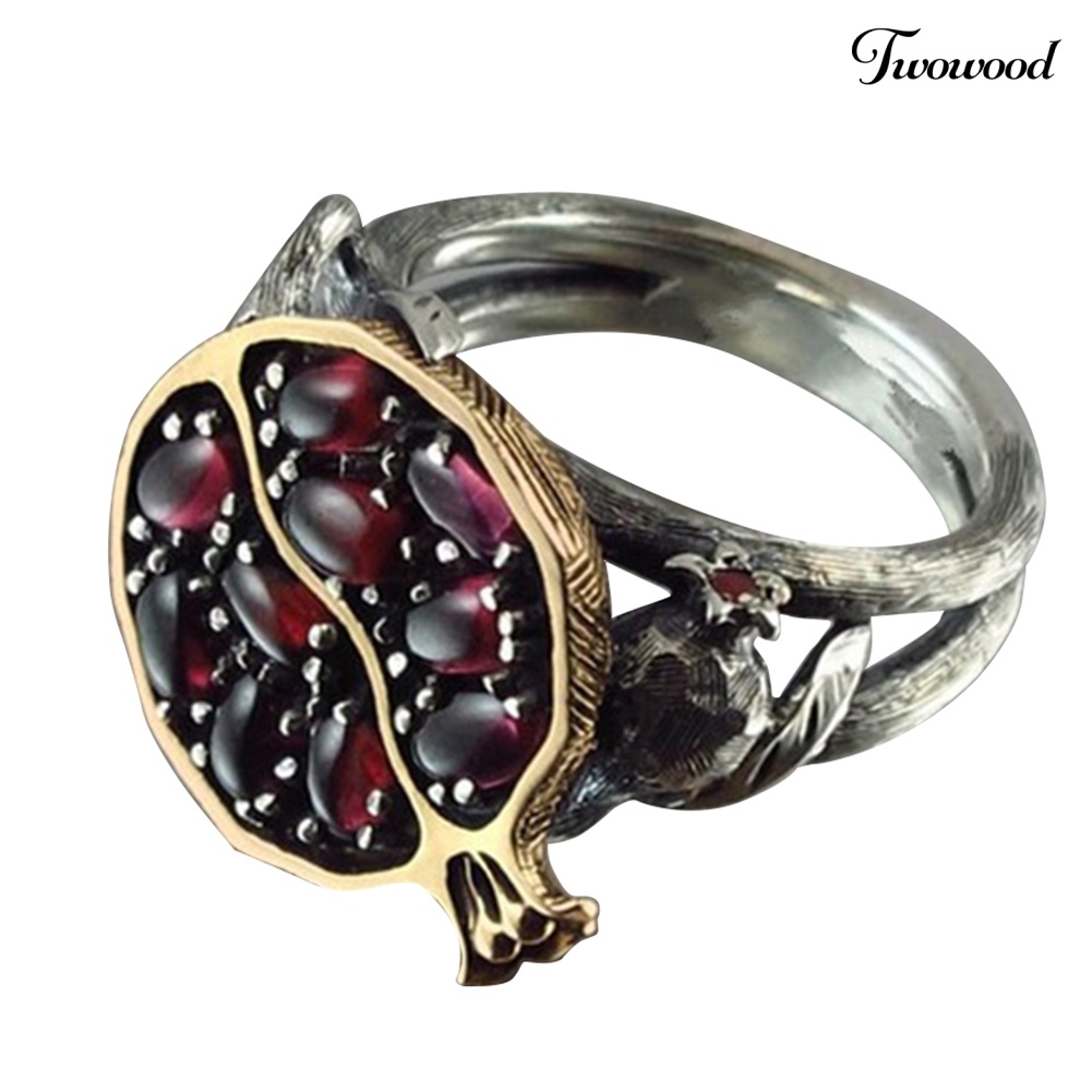 Cincin Batu Permata Delima Imitasi Gaya Vintage Untuk Wanita