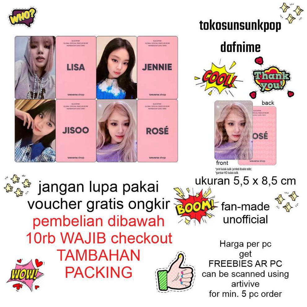 photo card unofficial blackpink versi we verse