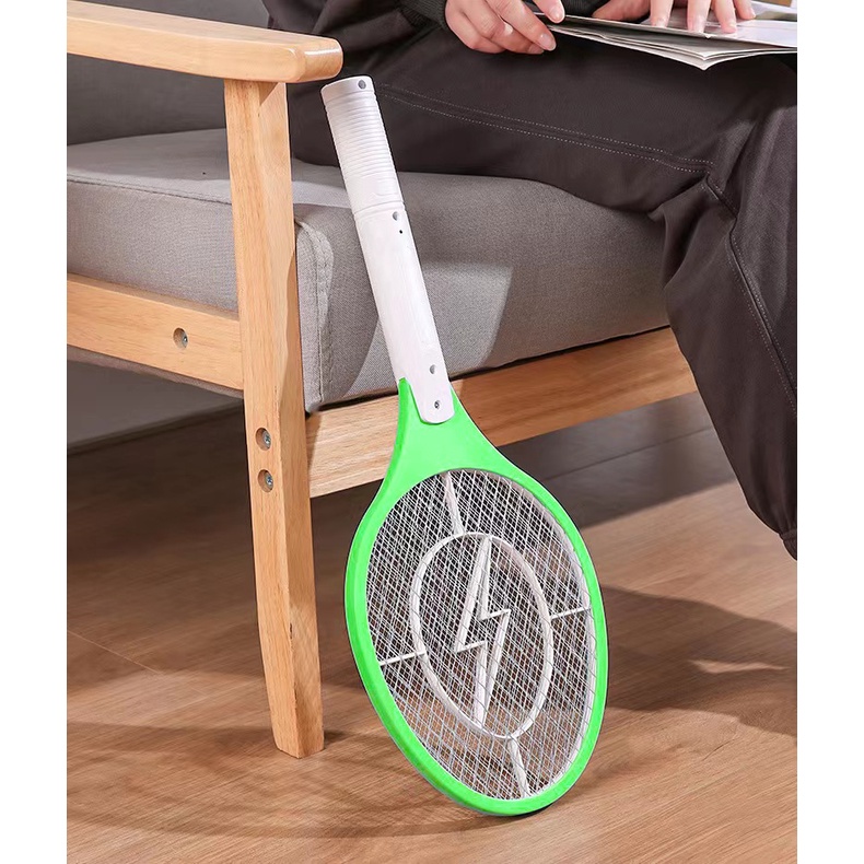 ES24/27 Raket Nyamuk Import Rechargeable Green-White | Mosquito Swatter Rechargeable Electric Import