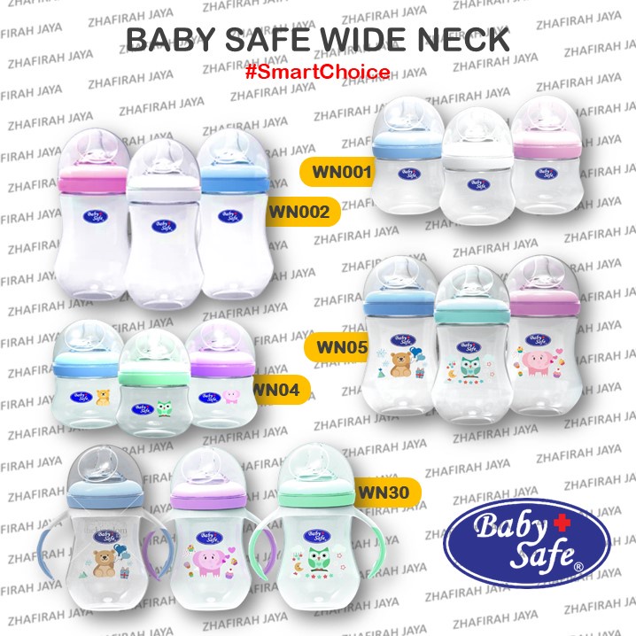 ❤ZJ❤ Botol SUSU Baby safe Wide Neck 125ml - Botol Susu Baby Safe Wide Neck 250ml - Botol Susu Baby Safe Wide Neck WN001 WN002 WN04 WN05 WN30 - Botol SUSU BABY SAFE GAGANG