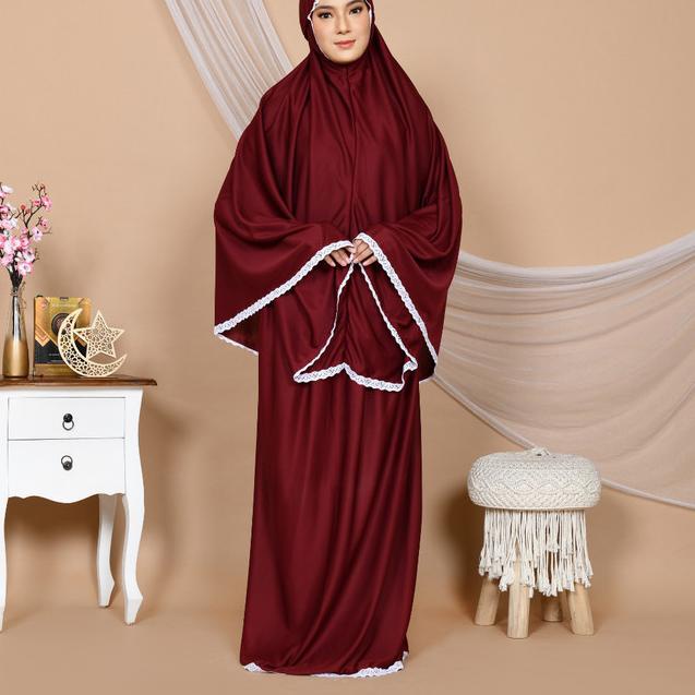 Mukena Tazbiya Harvest Bloom Blue - Abu-abu