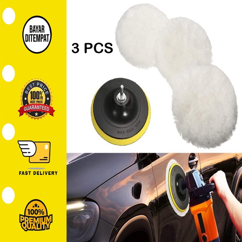 [6 Inch 3 PCS] Pad Poles Bodi Mobil Wol Buffer Waxing Polishing Wheel  - Black White