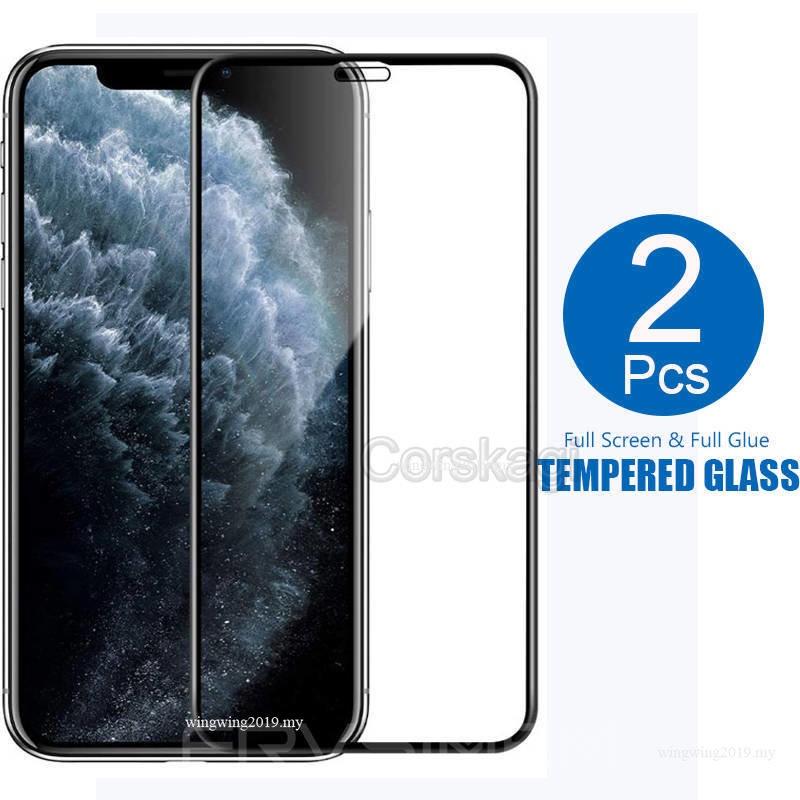 2pcs Pelindung Layar Tempered Glass Bening Untuk iphone SE 2020 11 Pro Max X XS XR 10 7 8 6 6S Plus
