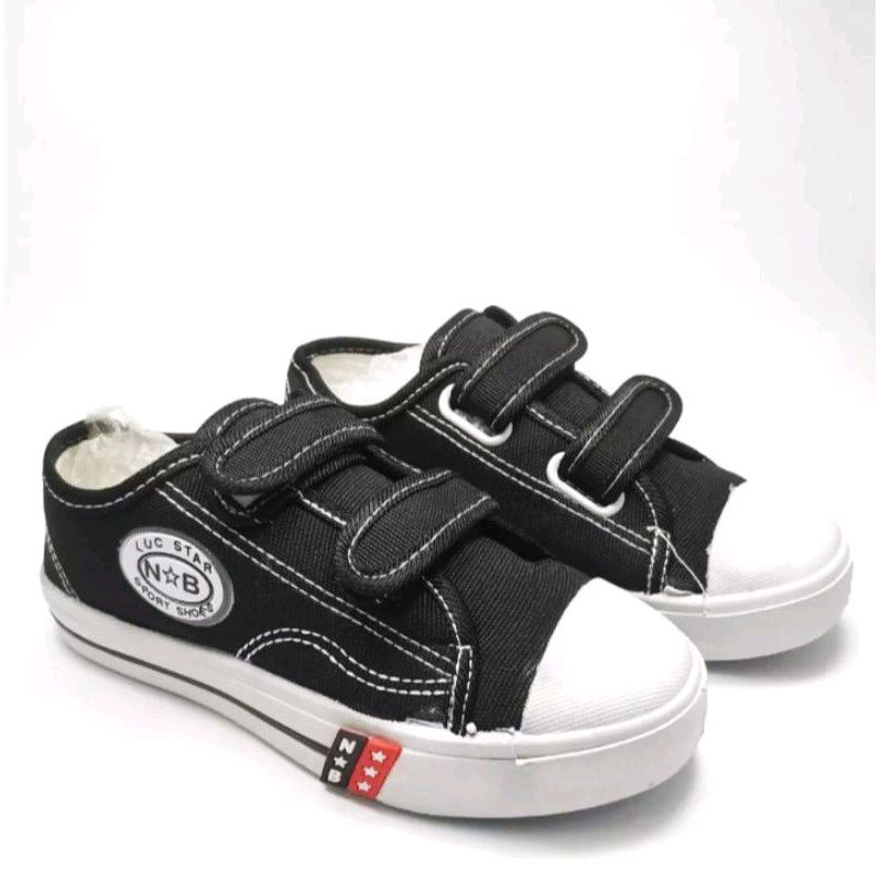 New Basket Sepatu Sekolah Anak Laki Perempuan Model Tempel Size 28 - 38