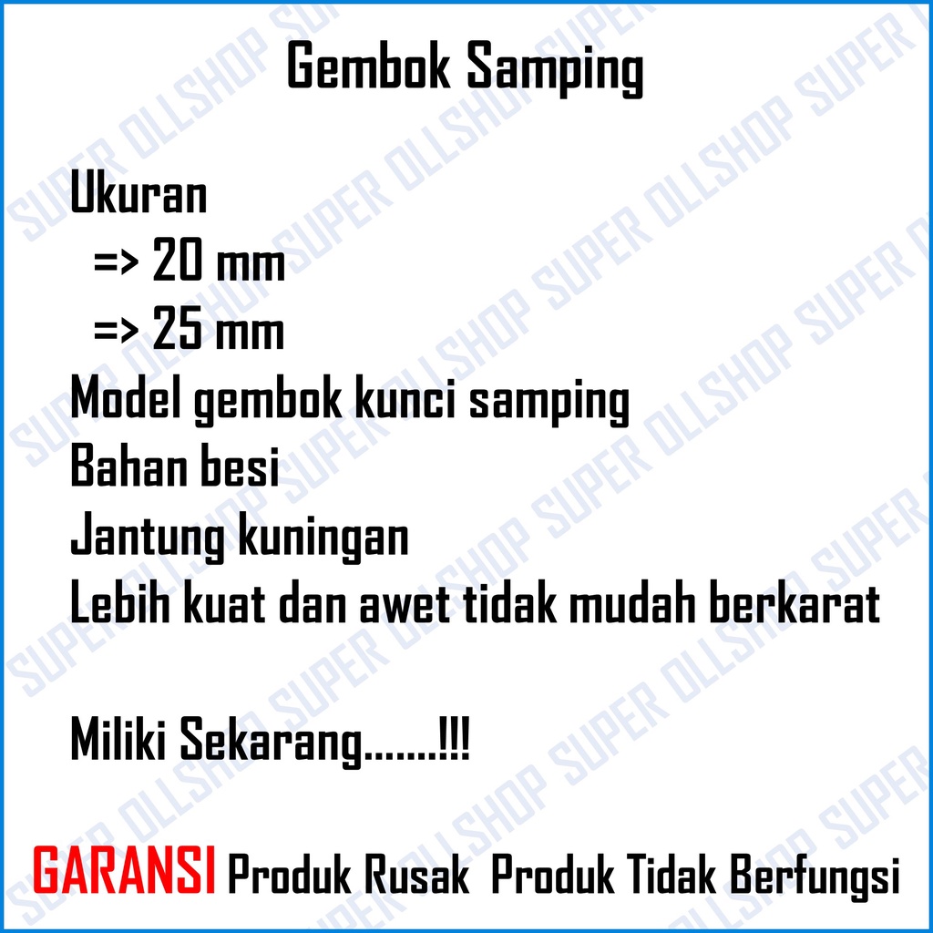 Gembok Koper Tas Kotak Lemari Laci Besi Kuning Kecil Mini 20mm 25mm Kunci Model Samping