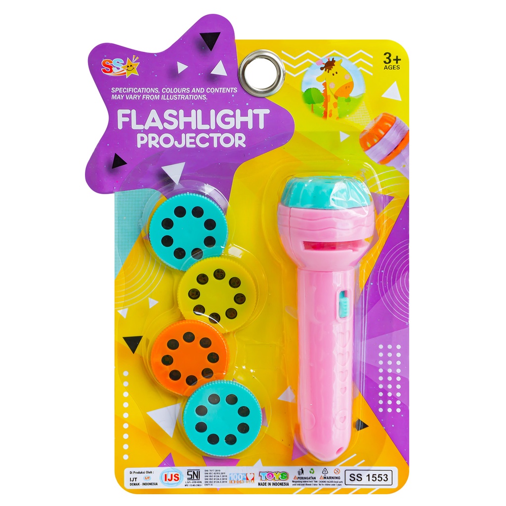 Mainan senter night flashlight projector gambar karakter animal, kendaraan, huruf flashlight projector murah